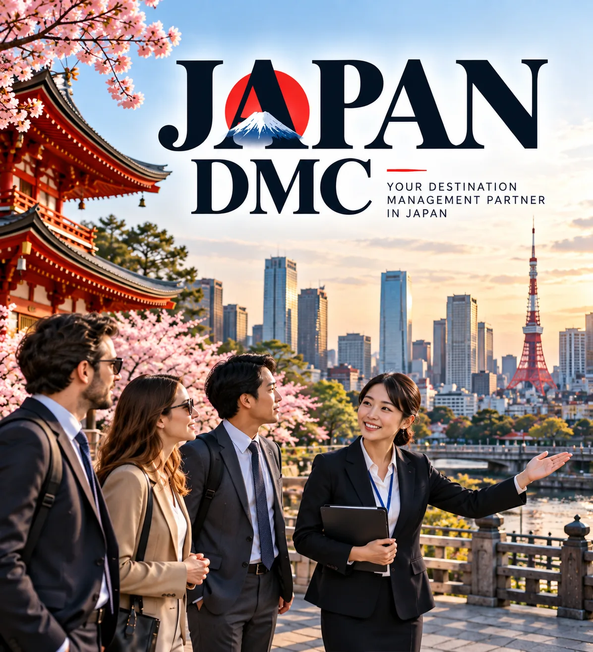 Japan DMC team assisting a foreign tour group in Tokyo